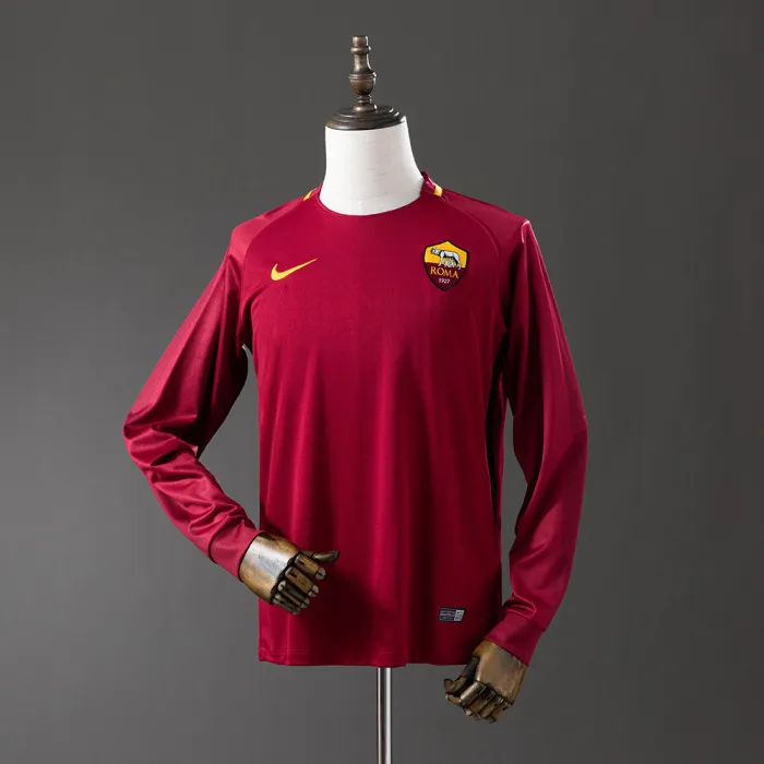 2017-18 AS Roma Retro Home Kit Long Sleeves