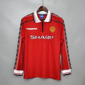 1998-1999 Retro Long Sleeve Man Utd Home Football Shirt 1:1 Thai Quality
