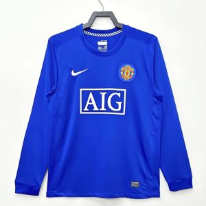 08/09 Retro Manchester United Away Blue Long Sleeve Football Jersey 1:1 Thai Quality